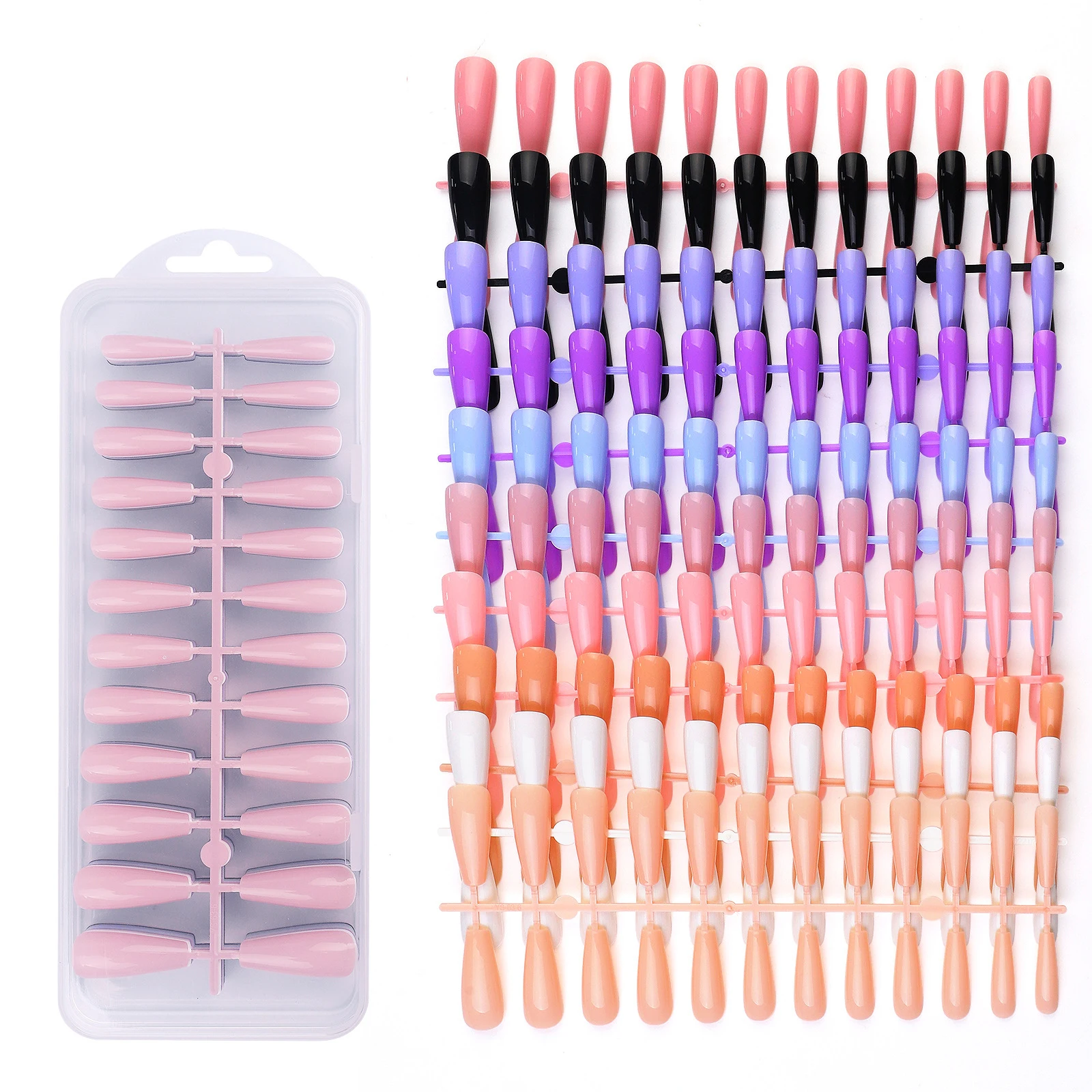 Hot Selling French Style Artificial Fingernails Coffin Square False Press On Nails Nail Tips for Nail Art Salon