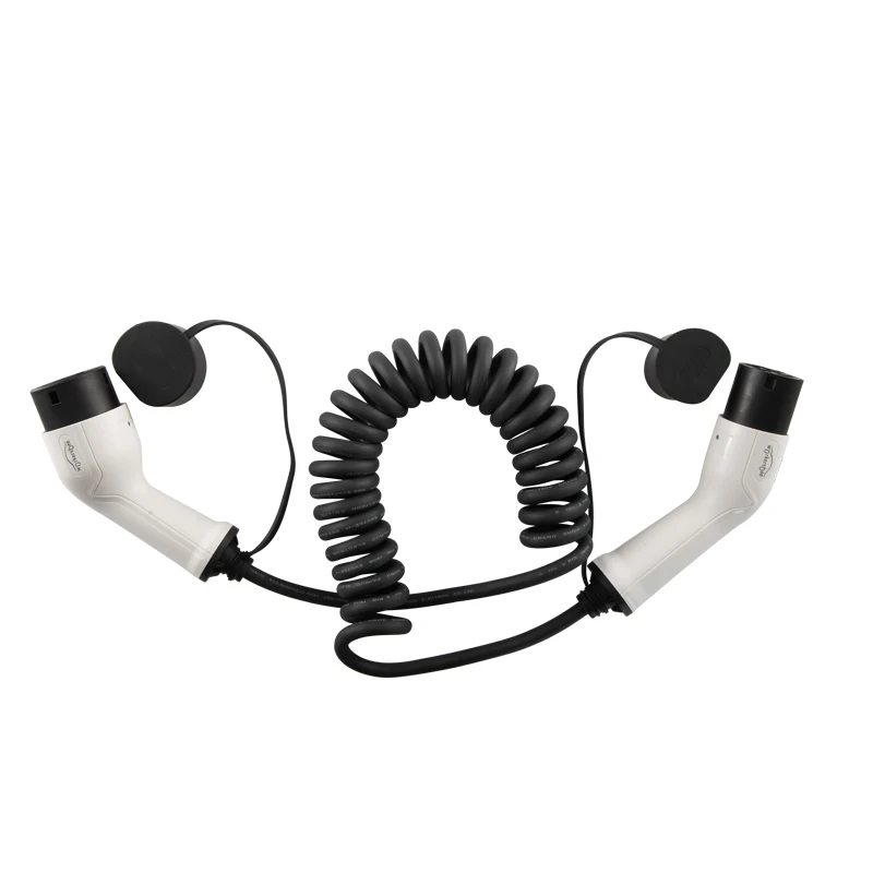 32A 250V Type 2 to Type 2  Coiled EV Charging Cable IEC 62196 Type 2 Coiled EV Cable