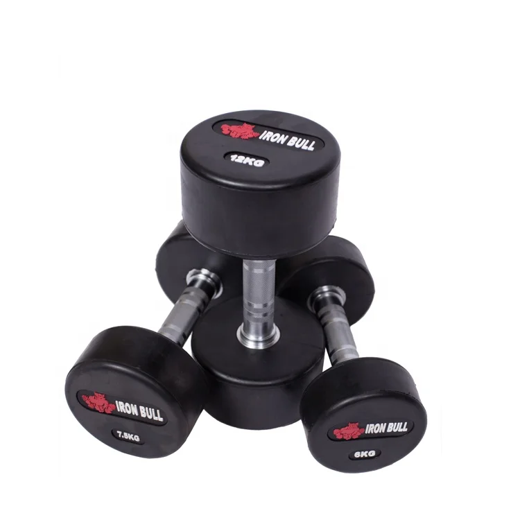 IRON BULL LOGO Hot Sale Free  Exercise Equipment round rubber dumbbell