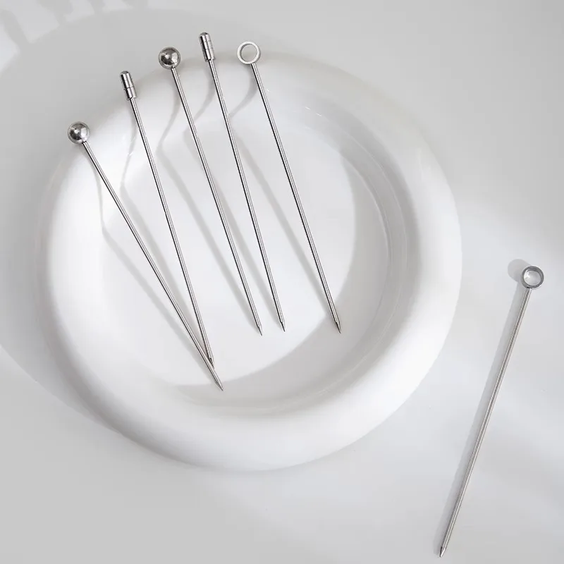 NEWELL Beverage Stirrers Toothpicks Drink Sticks Stainless Steel Picks Reusable For Food Fruit Cupcake Sandwich Olive Skewers