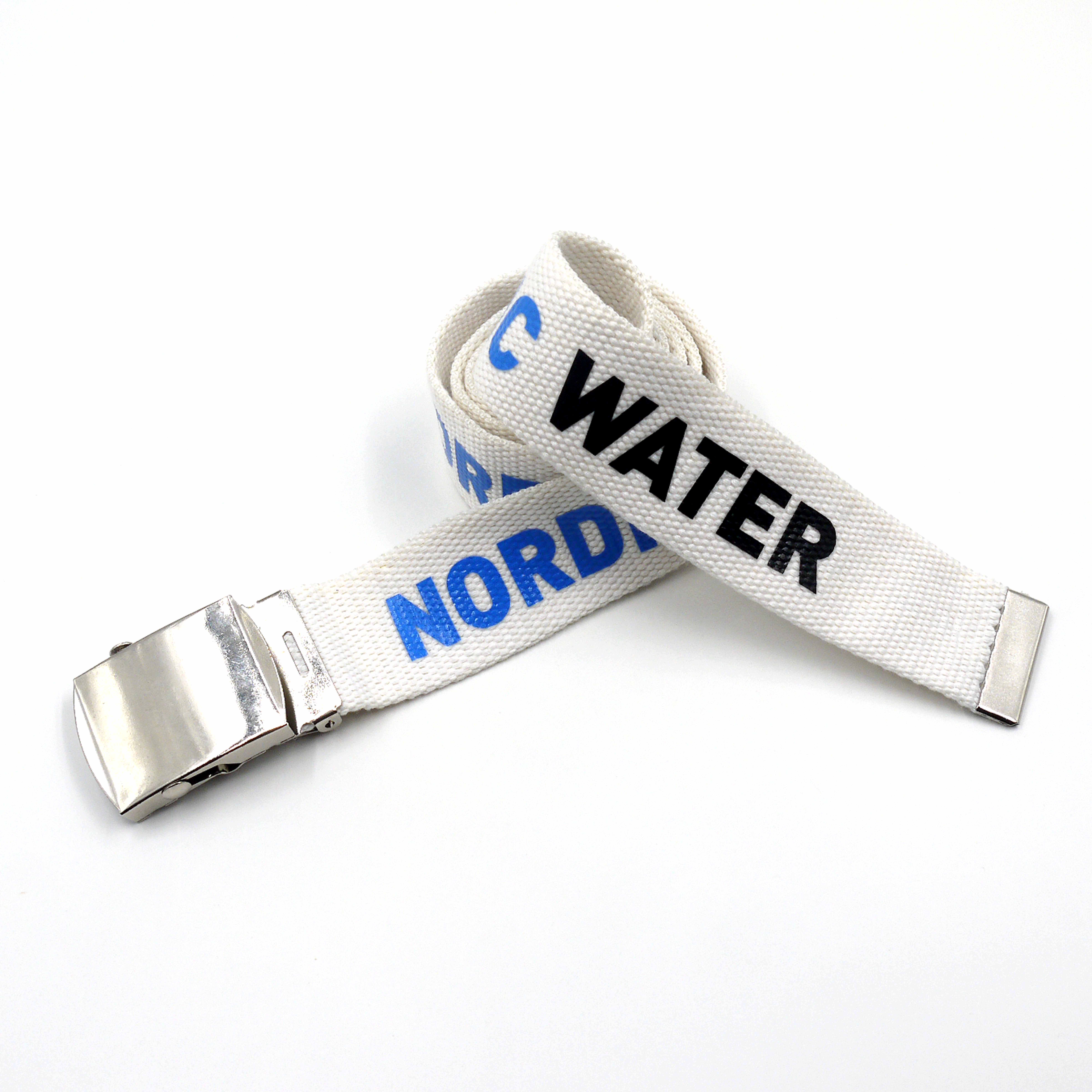 Custom Logo belt Digital Printed Polyester Woven Braided Belt With Hallow Buckle