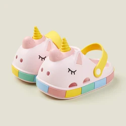 Cheerful Mario Unicorn Girl Children Slippers Summer Princess cute cartoon baby indoor non-slip kids boys clogs