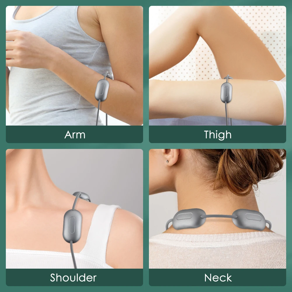 Cordless TENS Muscle Stimulator Pendant Micro Current Cervical Spine Massager EMS Pulse Neck Shoulder Massager with Heat