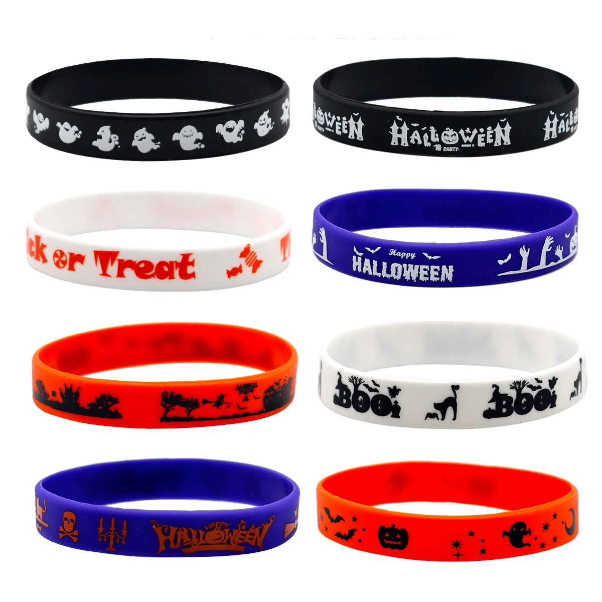 Cheap new design Halloween wristband pumpkin ghost bracelet Halloween silicone bracelet customizable logo text