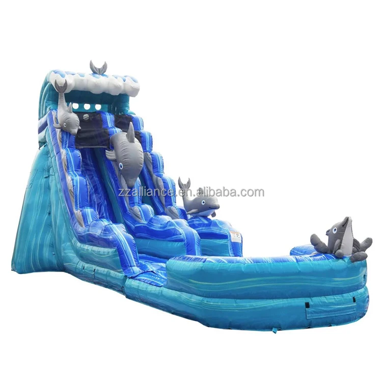 inflatable water slide water park dolphin bounce slide backyard water slide for sale