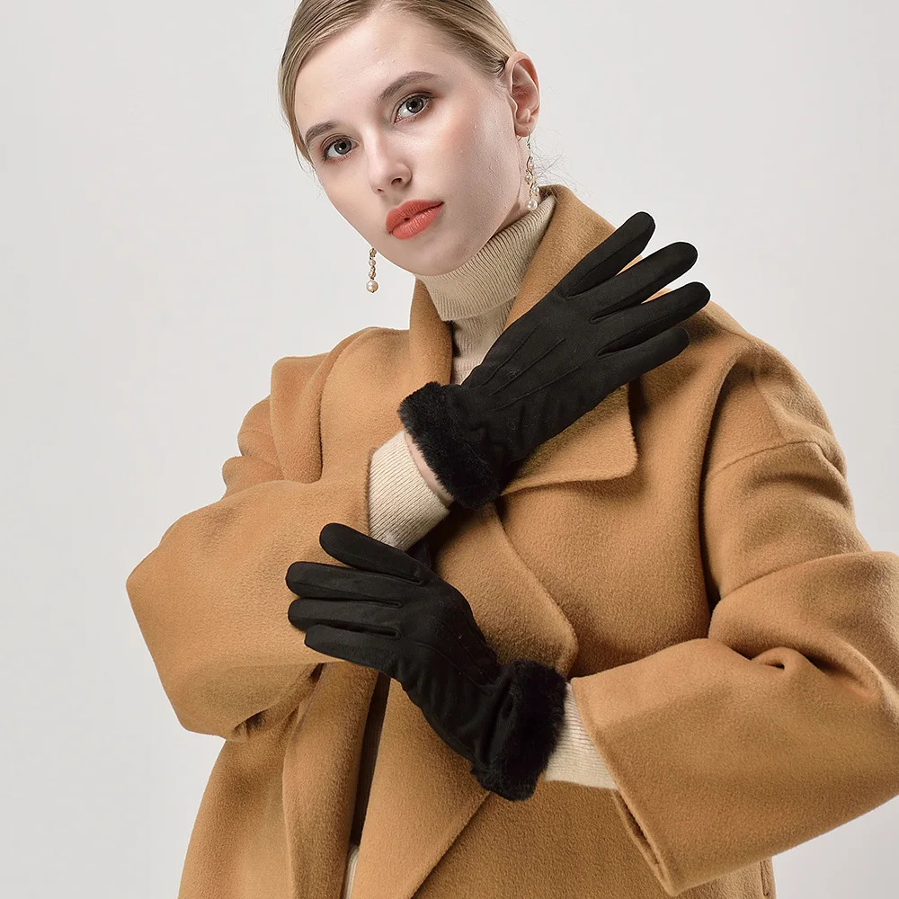 New Design Popular Elegant Women Touch Soft Screen Knitted Winter Gloves Custom