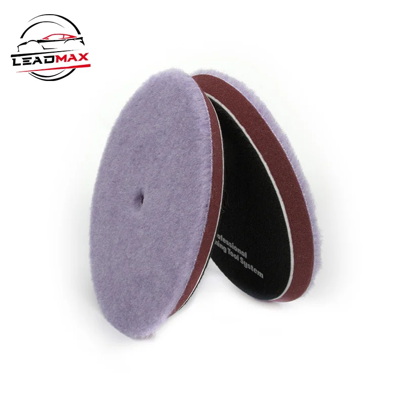 100% White Pure Wool 5-inch Buffing Pad High Quality Wool Buffing Pads Medium Cutting Customizable OEM Car Care Polishing Pads