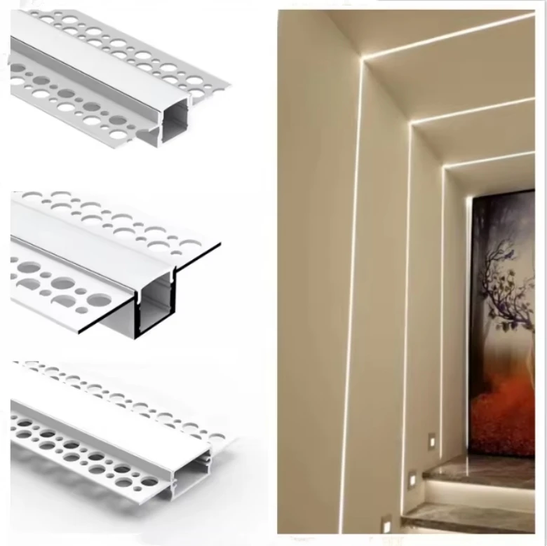 Recessed Drywall Led Aluminum Profile Gypsum Ceiling Wall Mounting Plaster Aluminum Profile Channel