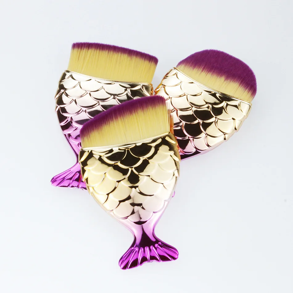 Fish tail colorful scales private label custom bling makeup brushes