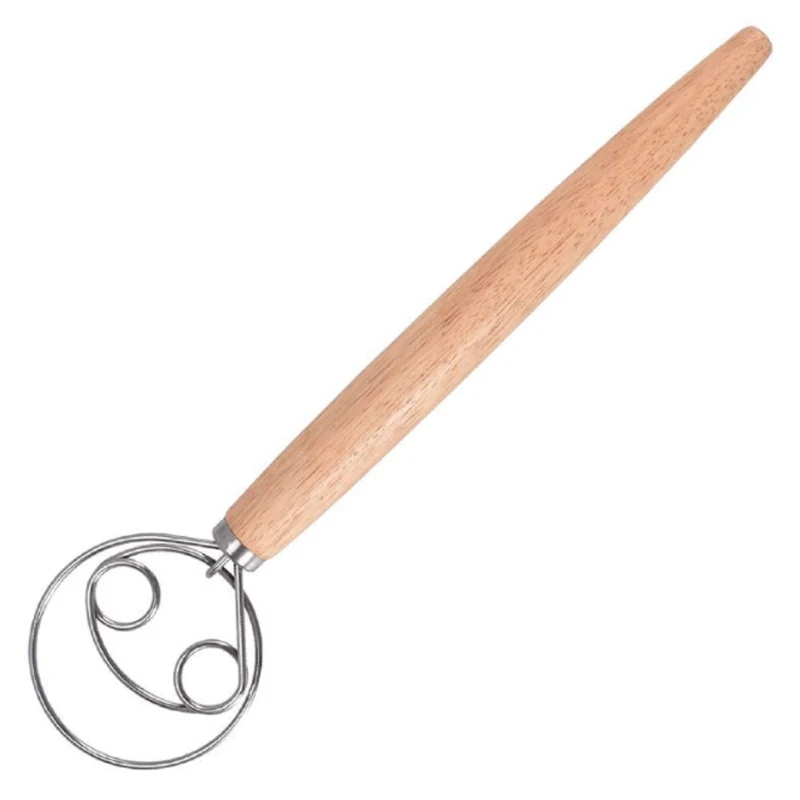 New Kitchen Tools and gadgets 2022 twin coil 13 inch Wooden Egg Whisk Handheld Whisk Stirrer Milk Cream egg-beater