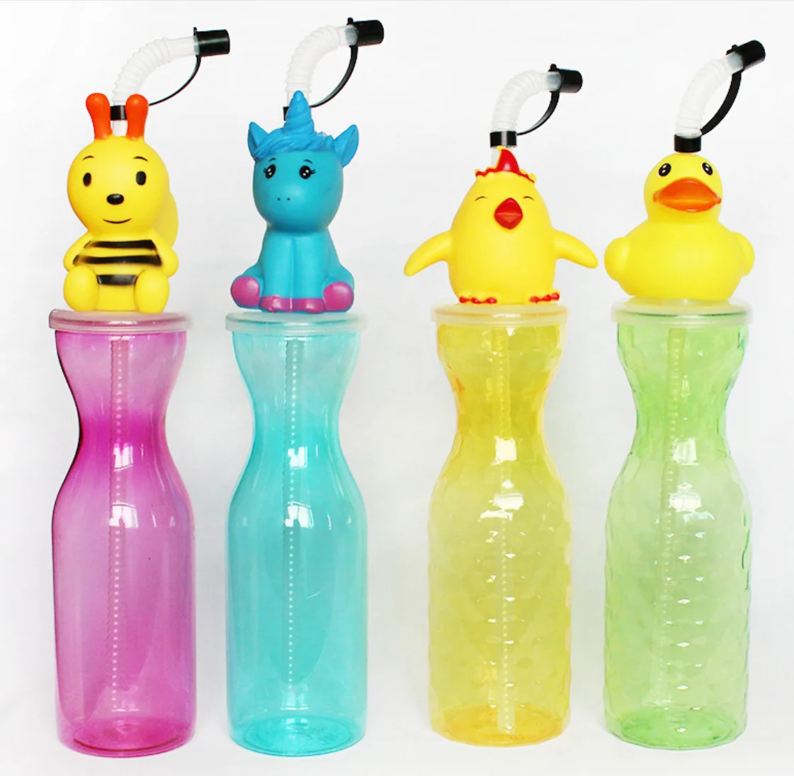 500ML Dinosaur Cartoon Plastic Yard Cup Clear PET Slush Cup With Lid And Straw