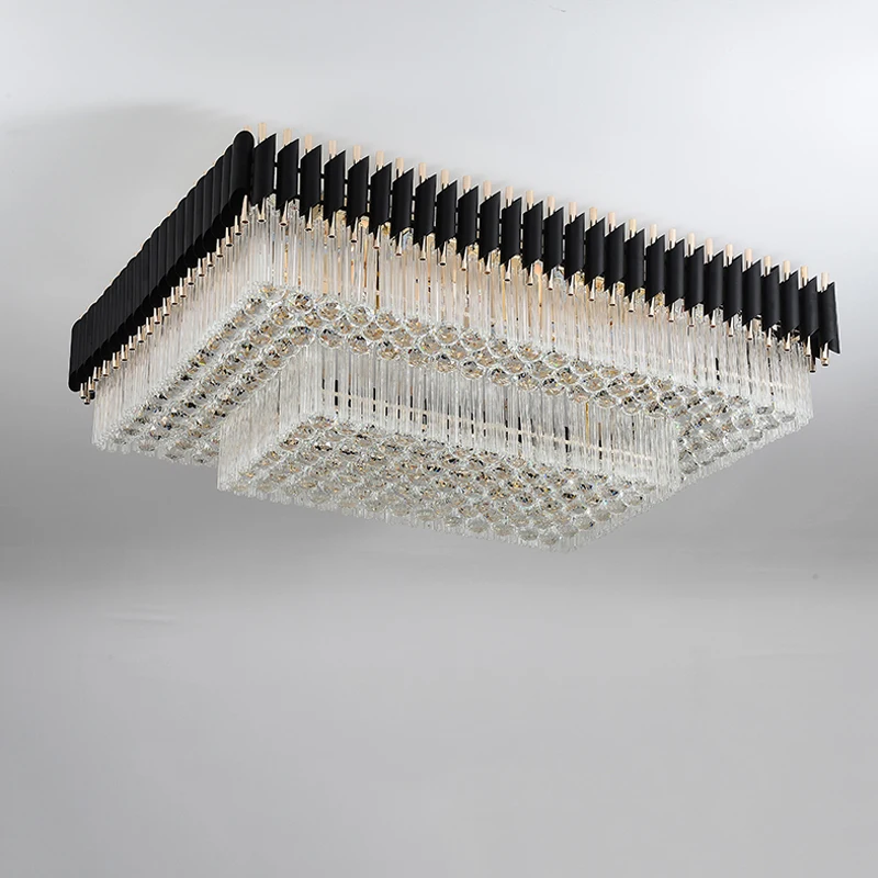 Modern Crystal Ceiling Lamp Square Rectangle Design for home decor living dining room kitchen bedroom LED Ceiling Lights