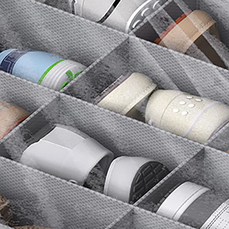 Promotional Home Folding Shoe Storage Box Large Capacity Fabric Material Shoe Organizer Box With Clear Cover For Shoe Storage