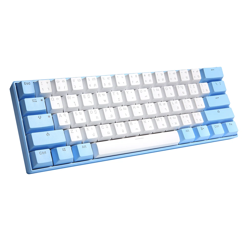 custom doubleshot transparent keycaps 61 keys mini russian keyboard diy hot swap usb wired gaming mechanical keyboards