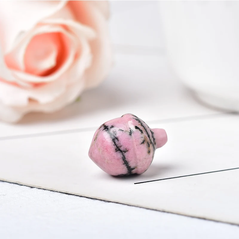 Natural Mineral Carving Hazelnut Shape Crystal Opal Tiger Eye Watermelon Red Pine cones Rieki Healing Stone