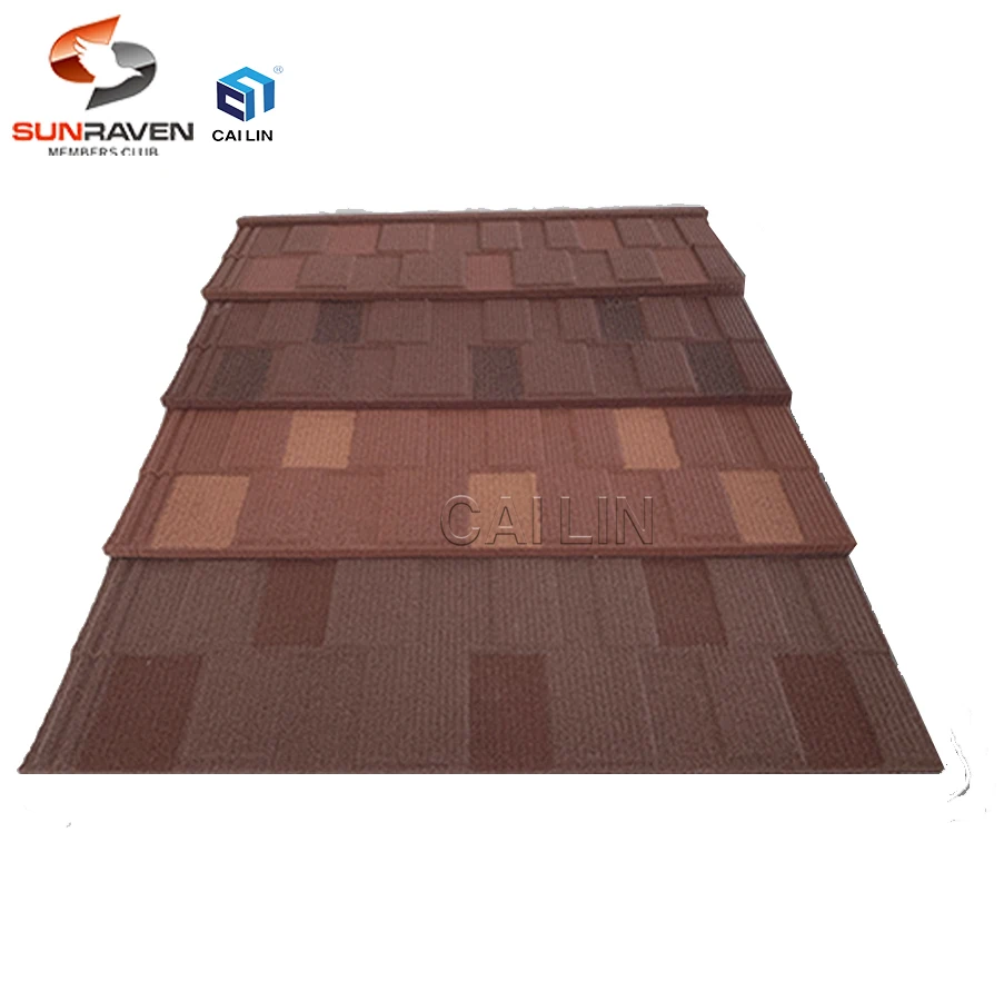 Sunraven Stone Coated Metal Roof Tiles China Factory Price India Metal Clay Roofing Sheets 50 Years Warranty Tejas Ridge Tile