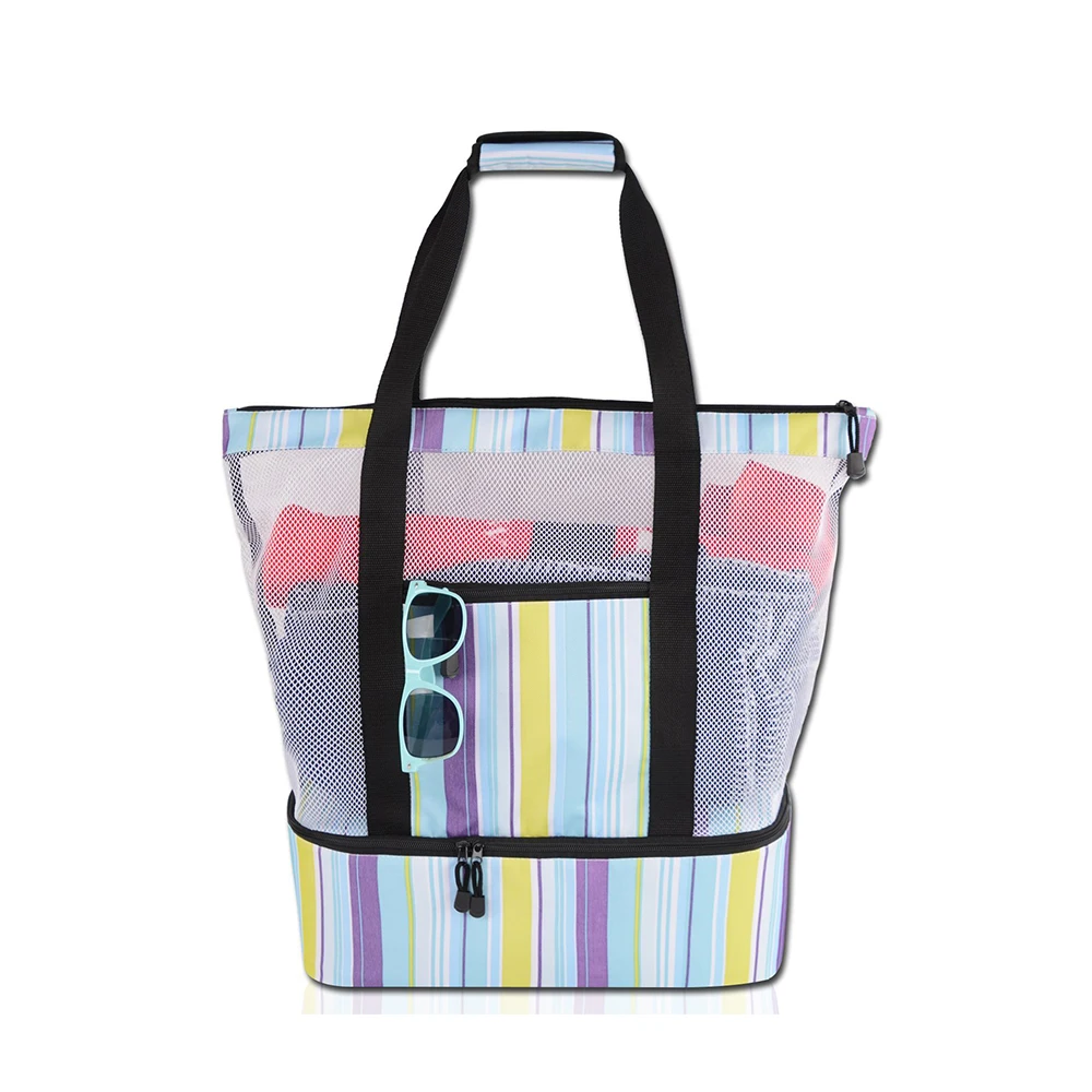 
Cooler Beach Bag custom logo mesh picnic bag ladies outdoor beach handbag 