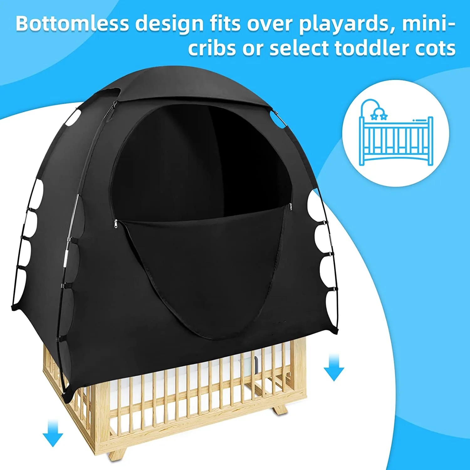 Pack N Play Blackout Cover Baby Crib Tent Canopy And Portable Privacy Sleep Pod Tent