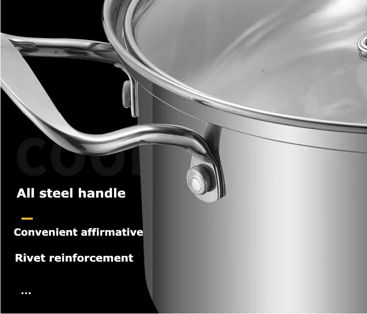 
nonstick kitchen cooking 6pcs stainless steel 201 cookware set with glass lids kitchenware and cookware housewares 