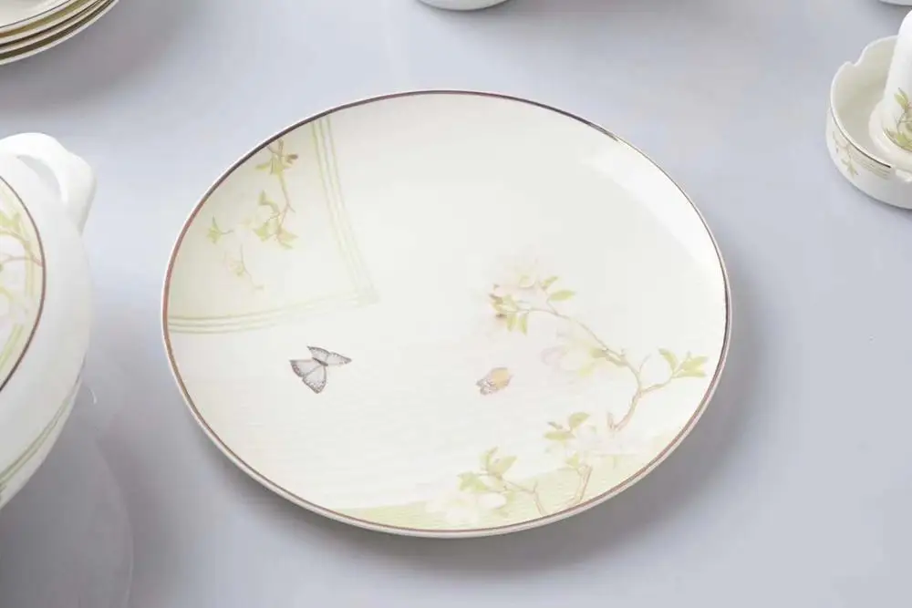 New design high quality unique style Ceramic bone china decal 50PCS Dinnerware+Sets for 4 people-wang9