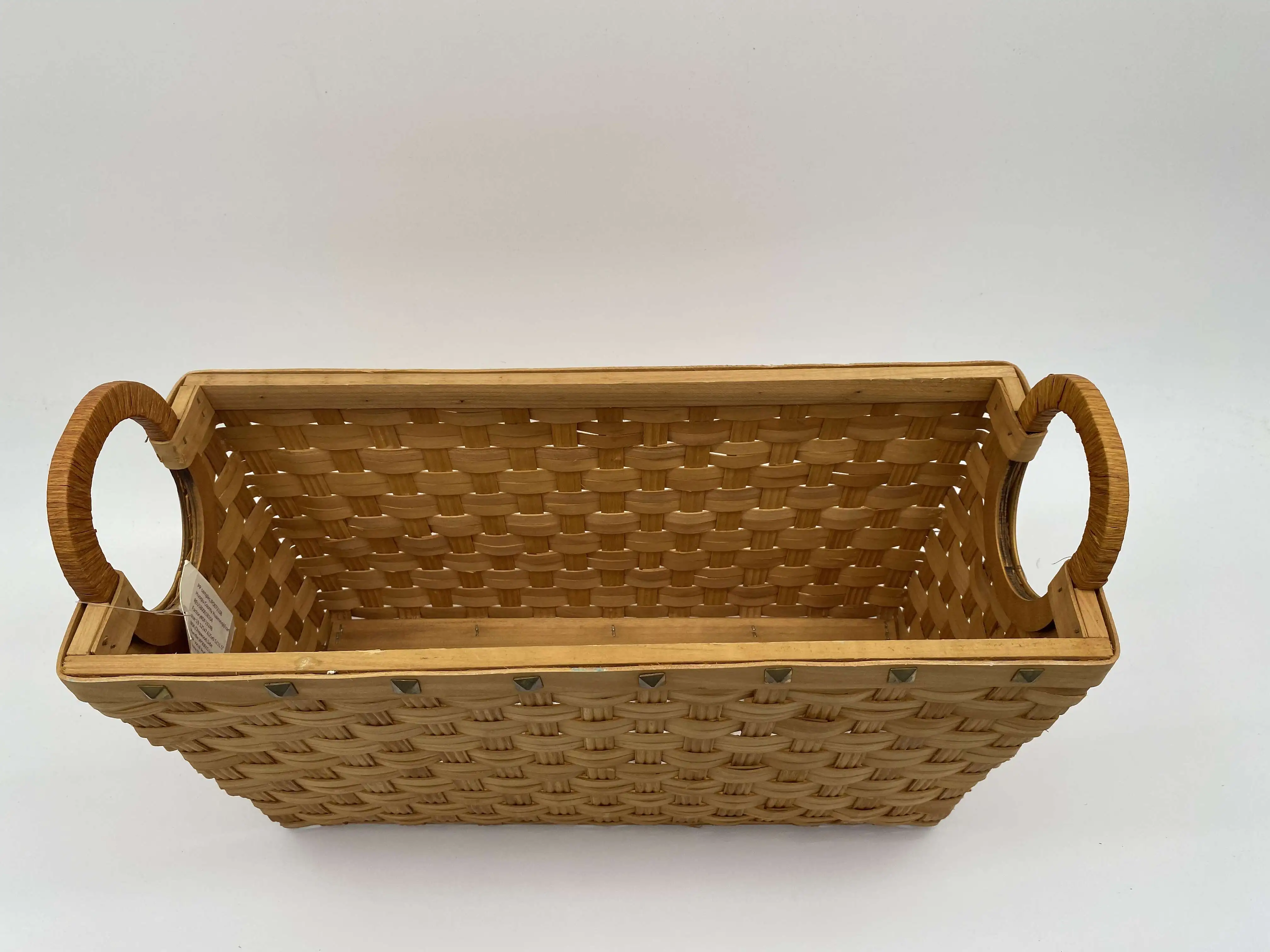 100% Handmade Weave Basket Rectangle Two Color Yellow and Brown Wicker Vegetable Storage Basket