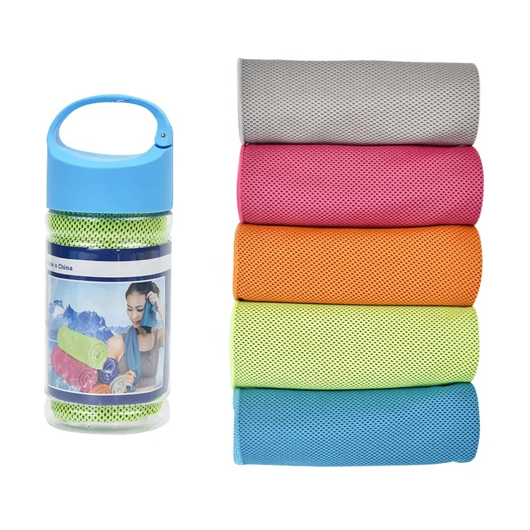 Оптовая продажа, полотенце из микрофибры для быстрого охлаждения спортивного льда в бутылке с пользовательским логотипом