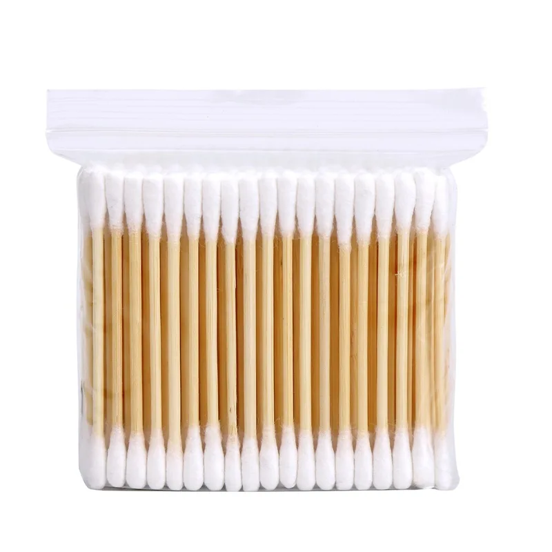 
Round 100 bags of high-end high-quality double-headed household daily makeup cleaning wooden stick cotton swabs at both ends 