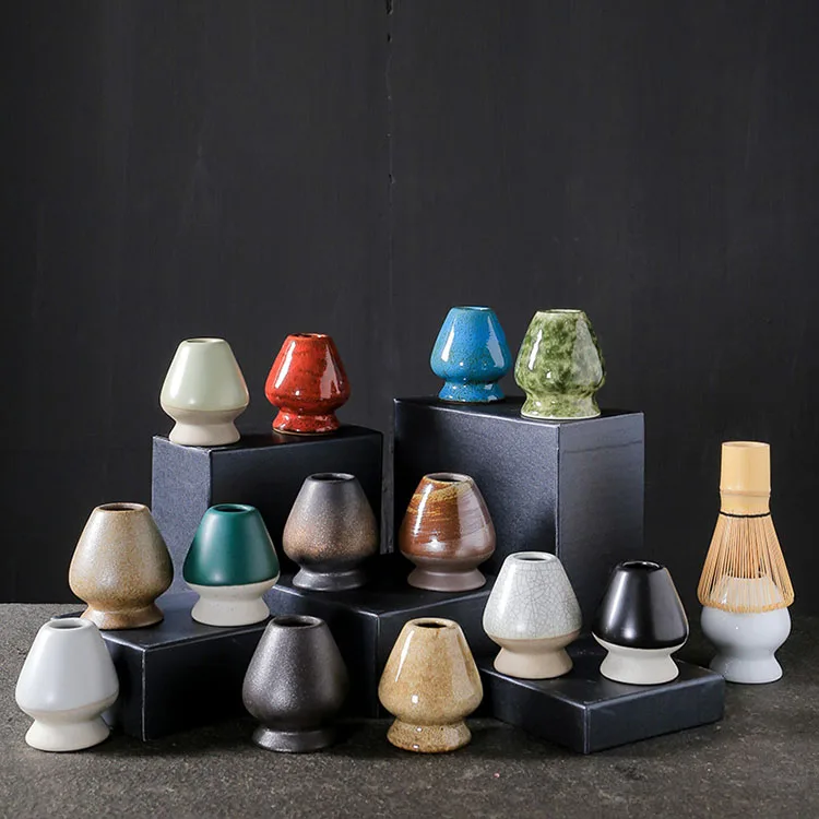 Complete matcha tea ceremony set bamboo whisk stainless steel sifter Ceramic bowl whisk holder and scoop