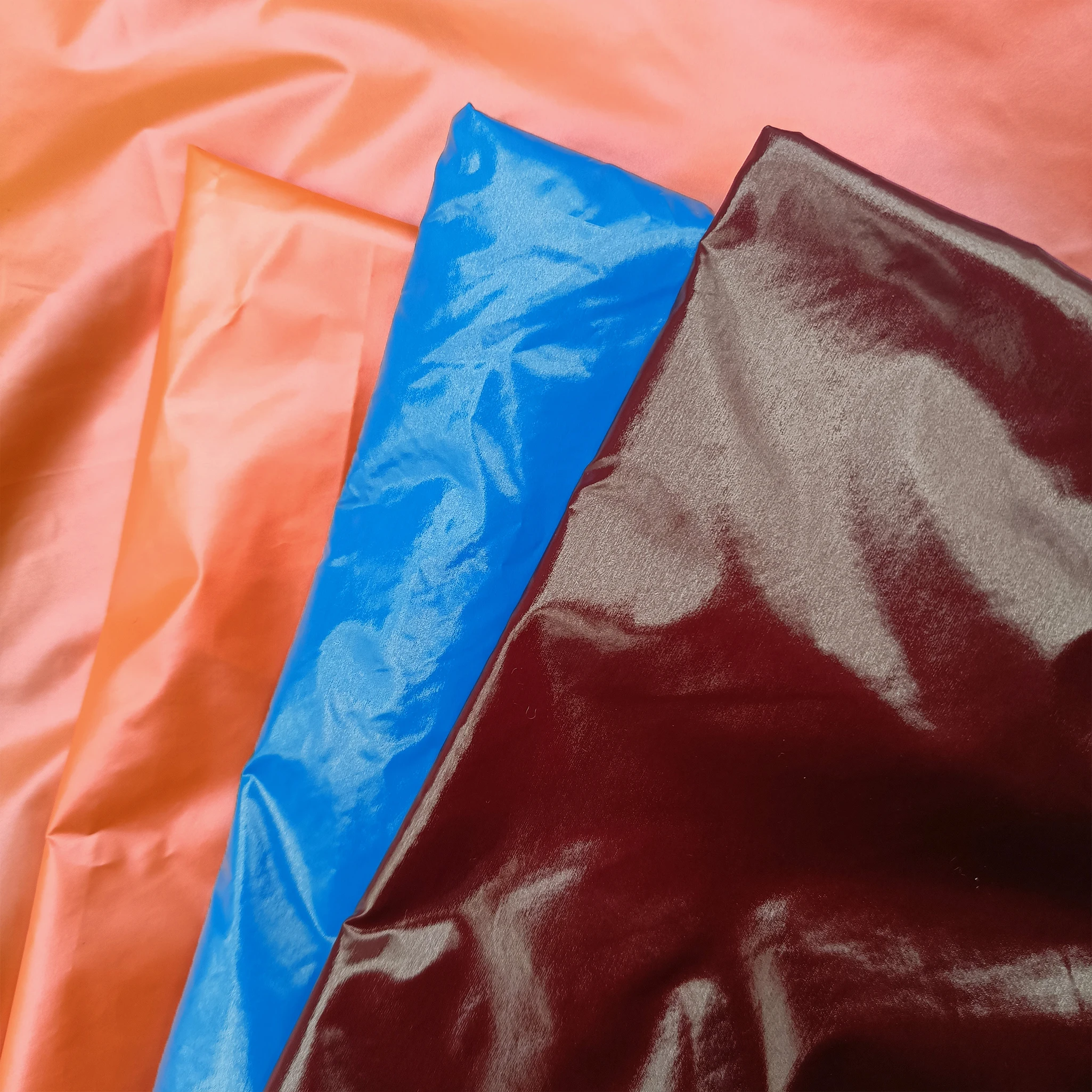 Wholesale high quality full dull 380T nylon fabric 100% down proof PU Coated fabric