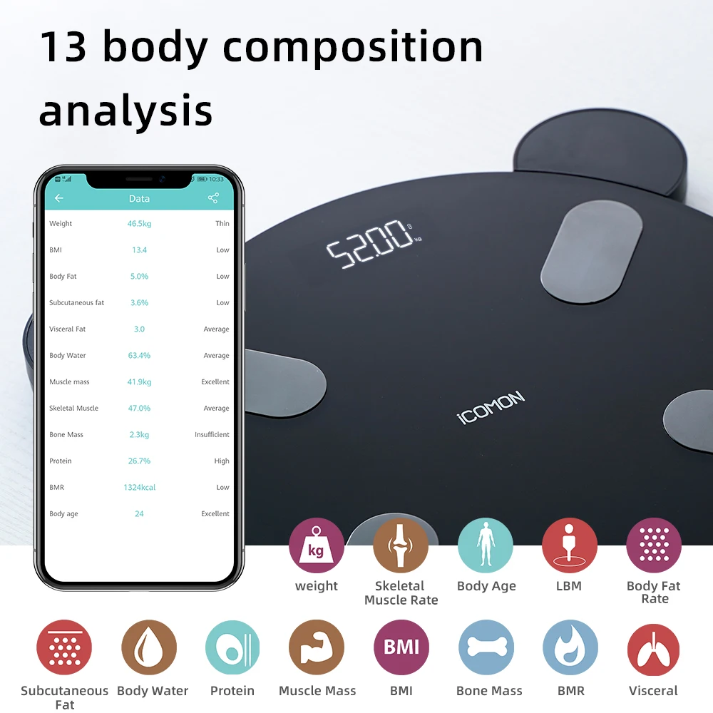 
Best Weighing Smart Scales Digital Weight and Body Fat Electronic Weight Scale 