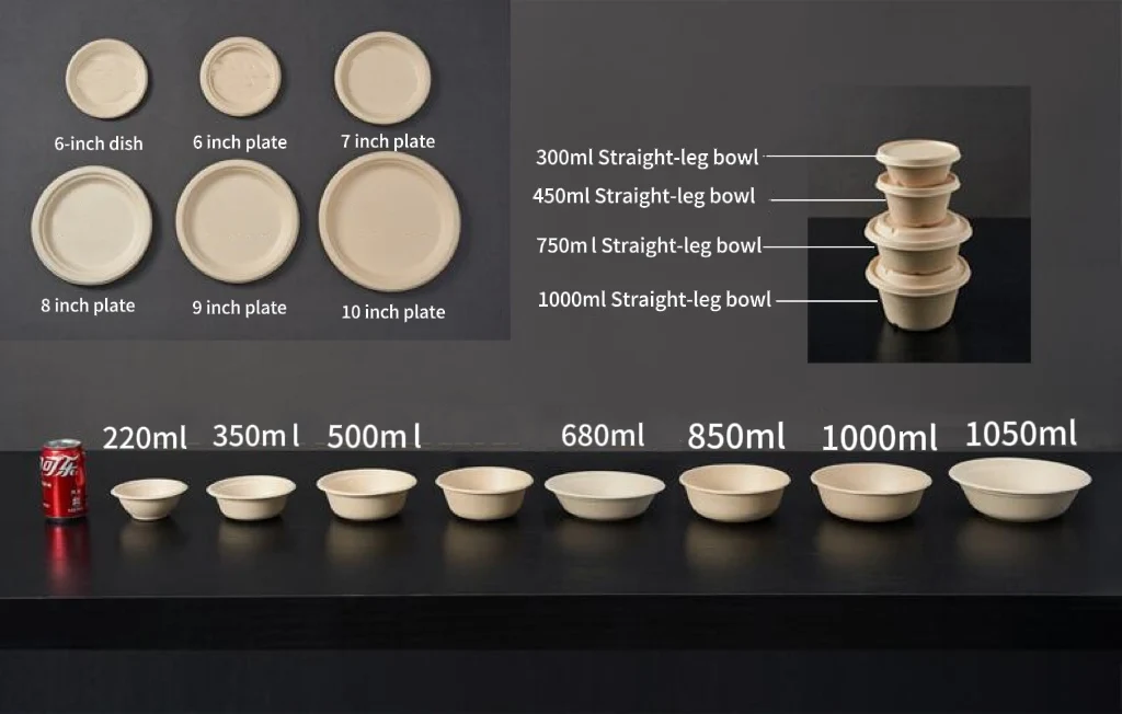 Eco-Friendly Disposable 500ml 32oz Kraft Paper Bowls Bagasse Sugarcane Pulp Container Soup Salad Sweet Rice Food Lunch Box