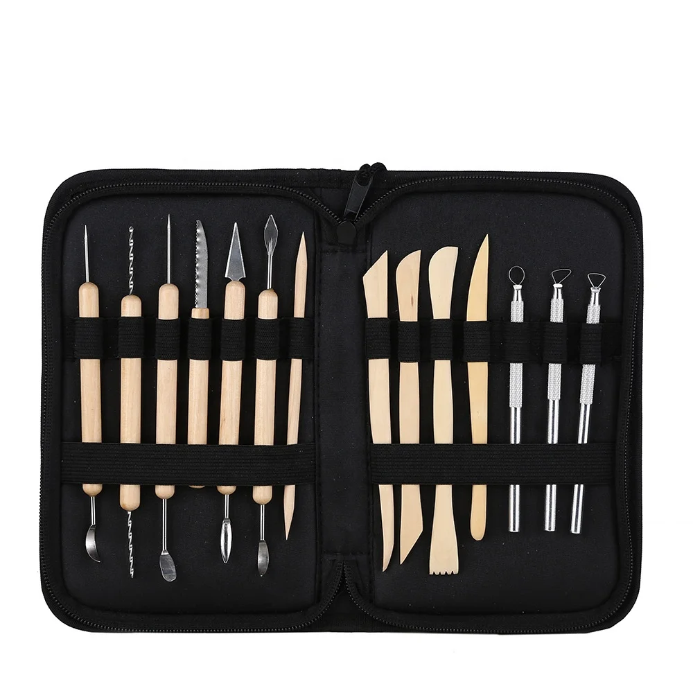 14 Pcs Arts Crafts Clay Sculpting Tools Set Modeling Carving Tool Kit Pottery & Wooden Handle Modeling Clay Tools