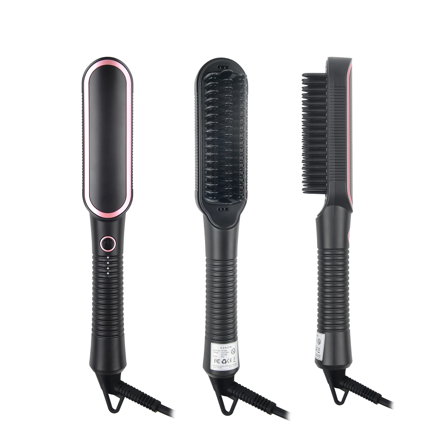 Custom Professional Magic Hot Fast Heated Hair Straightener Brush Ceramic Straight Electric Hair Comb
