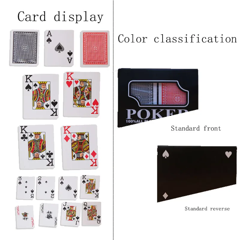 Wholesale Custom Print Plastic Pvc Durable Waterproof Plastic Playing Cards big characters Texas  Poker Cards With Custom Box