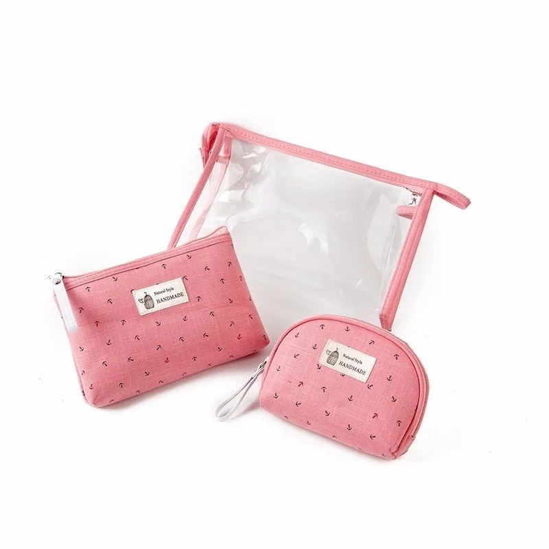 Pink Zipper Cosmetic Make-up Bag Custom Clear Plastic Pvc 1pc/opp Bag Customized Fashion CSB201536A 26x6.5x16cm 5-7 Days CN;ZHE