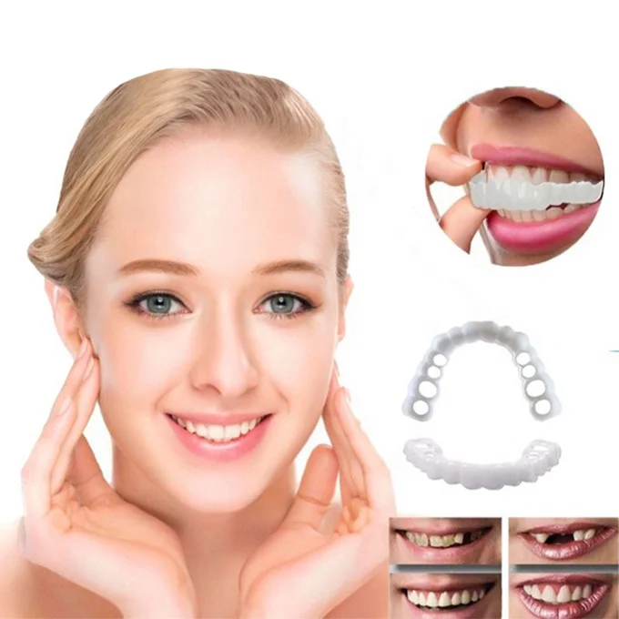 New Decoration Halloween Label Upper False Teeth Cover Perfect Smile Veneers Comfort Fit Flex Denture Braces Teeth Whitening