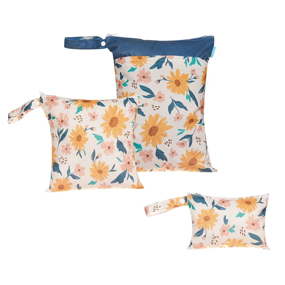 Happy Flute Portable Wet Bag Custom Logo Print Wet Swimsuit Bag Waterproof Reusable Wet Umbrella Bag