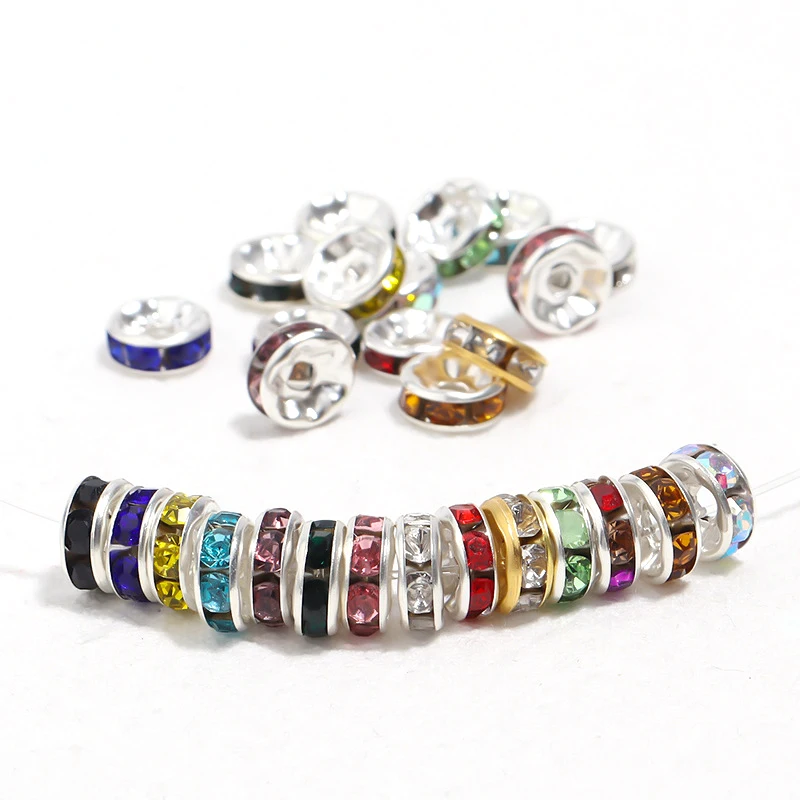 Sutoyuen 6mm 8mm 10mm Multicolor Colorful Round Bracelet Rhinestone Circle Bead Wheel Rondelle Crystal Spacer Beads For Necklace