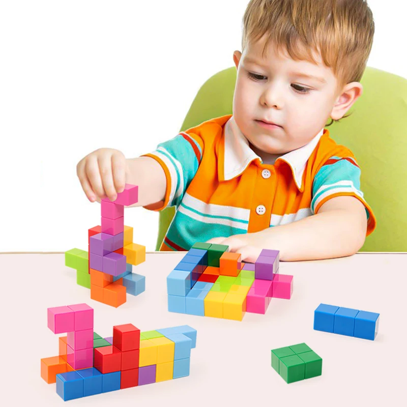 Educational Toys Expression Signs UV Printing Environmental Strong Magnet Plastic Cubes For Toddlers Magnetic Cube Toy