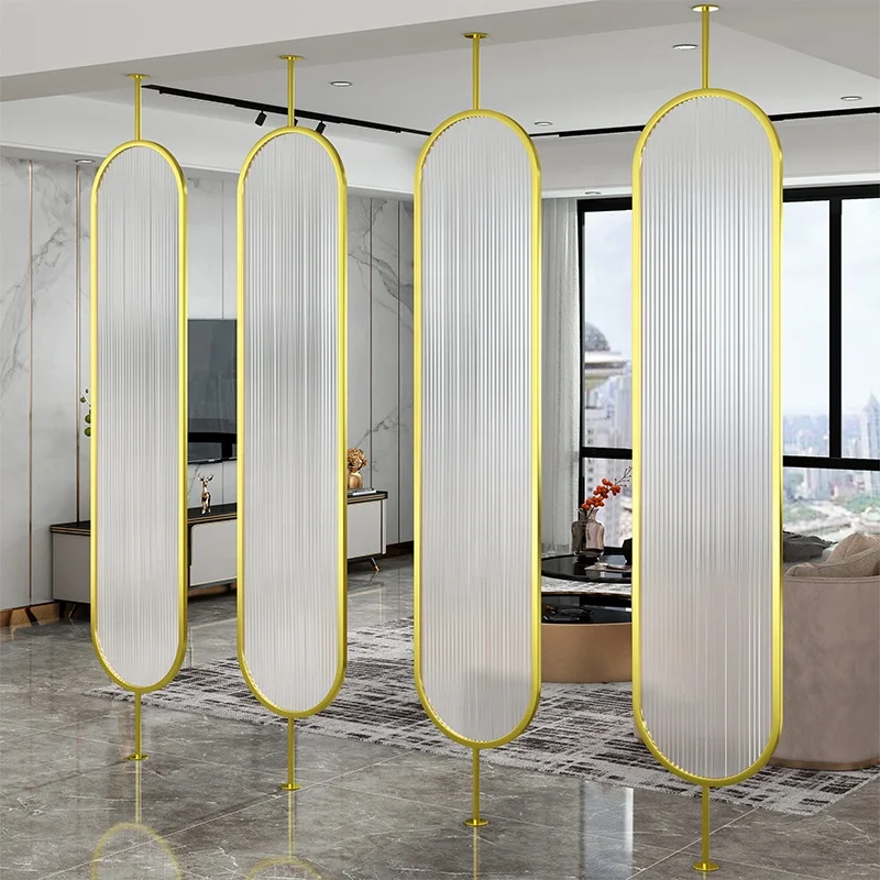 Wholesale High Quality Panels Rotatable Metal Decorative Screen With Glass panel Living room partition