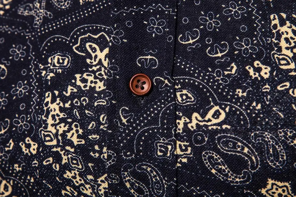 Новейшая Мужская одежда, оптовая продажа, повседневные приталенные мужские рубашки больших размеров в этническом стиле с отложным воротником и цветочным принтом, длинными рукавами