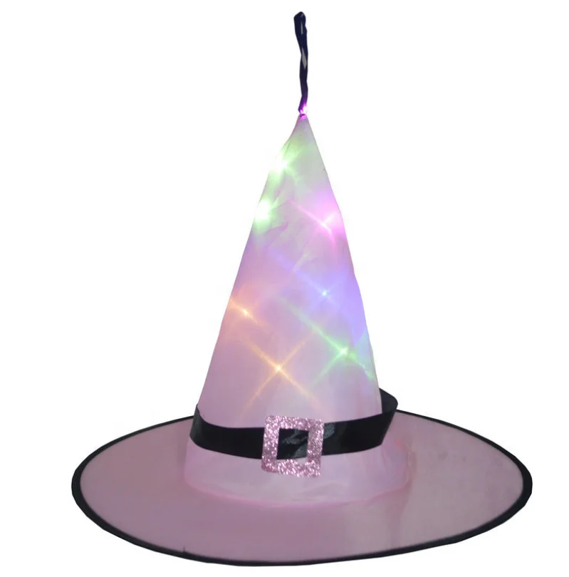 halloween outdoor yard decoration hanging lighted glowing witch hat decorations with led battery operated for tree decoration