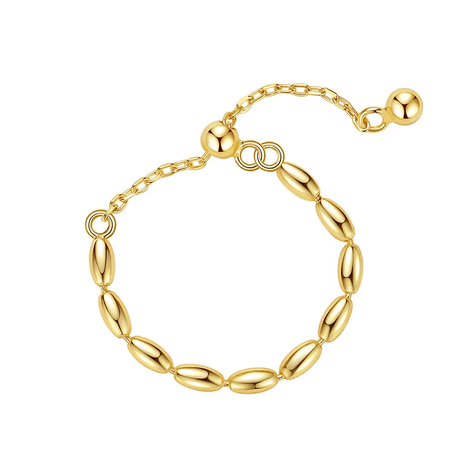 new design 925 sterling silver jewelry popular gold vermeil ball bead sparkle chain ring