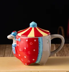 Eiguang милый мультяшный 3D стакан с животными чашка альпака керамическая для воды крышкой и ложкой подарок