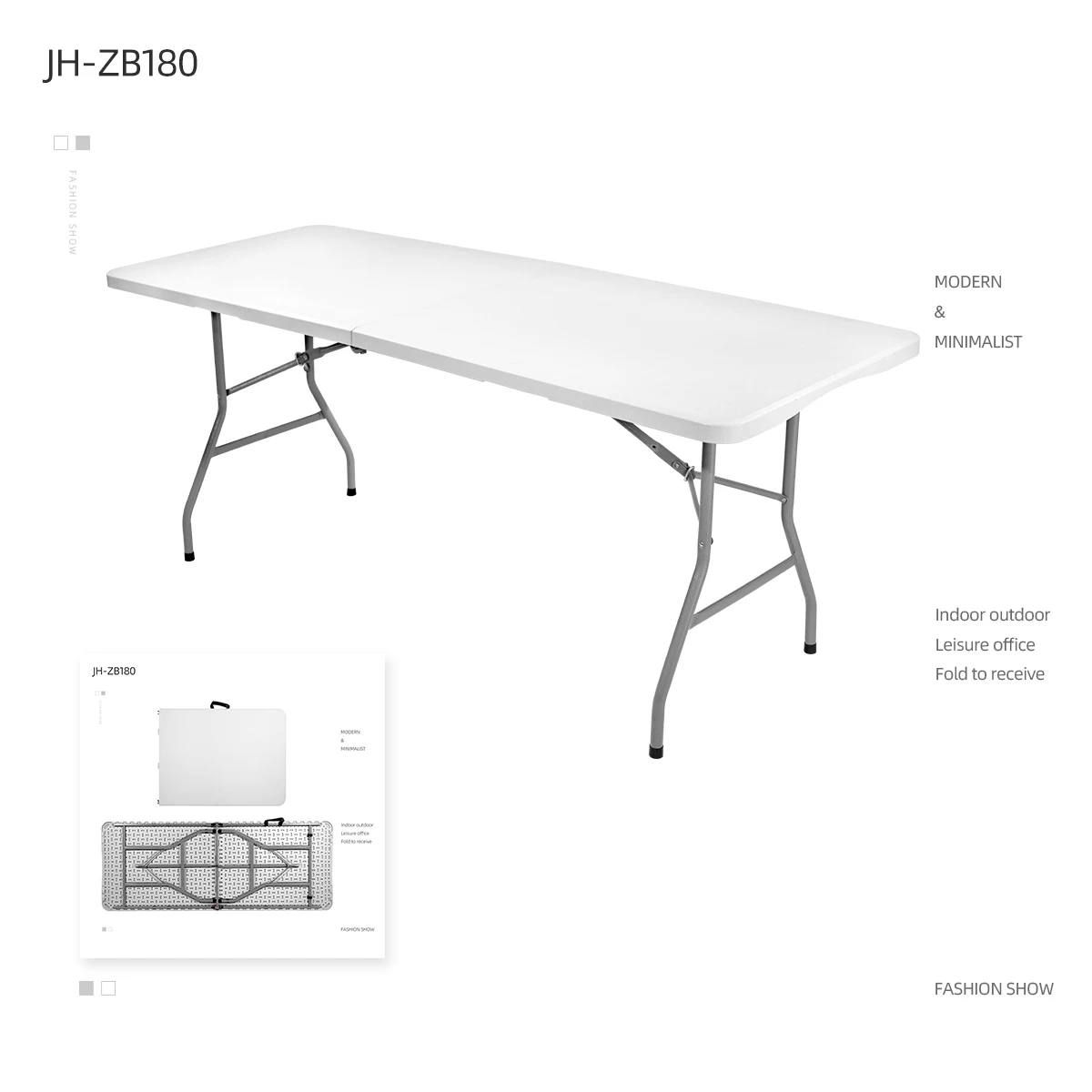 6ft 1.8m Folding Heavy Duty Catering Outdoor Rectangle Trestle Party Portable Banquet HDPE Plastic Folding Tables