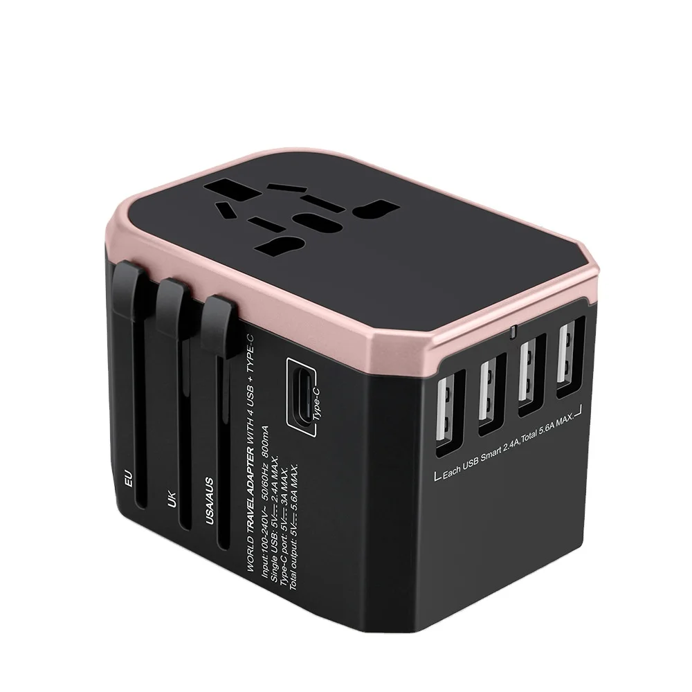 Все-в-одном Всемирное настенное зарядное устройство с 2 4 умным питанием и USB Type-C для USA EU UK Travel адаптер