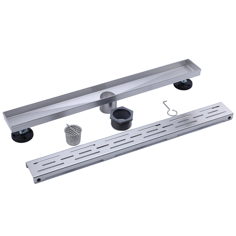 Wholesale 60cm/24inch stainless steel 304 linear shower drain tileable graphite for bathroom