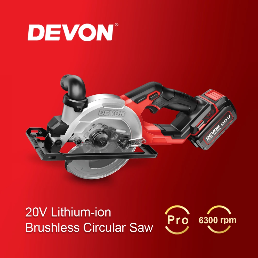 DEVON 20V brushless electric mini cordless circular track saw with guide rail machine wood cutting cordless