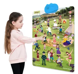 Custom Kids Learning Toys Occupations Family Talking Poster with Fun Facts Interactive Sound Book
