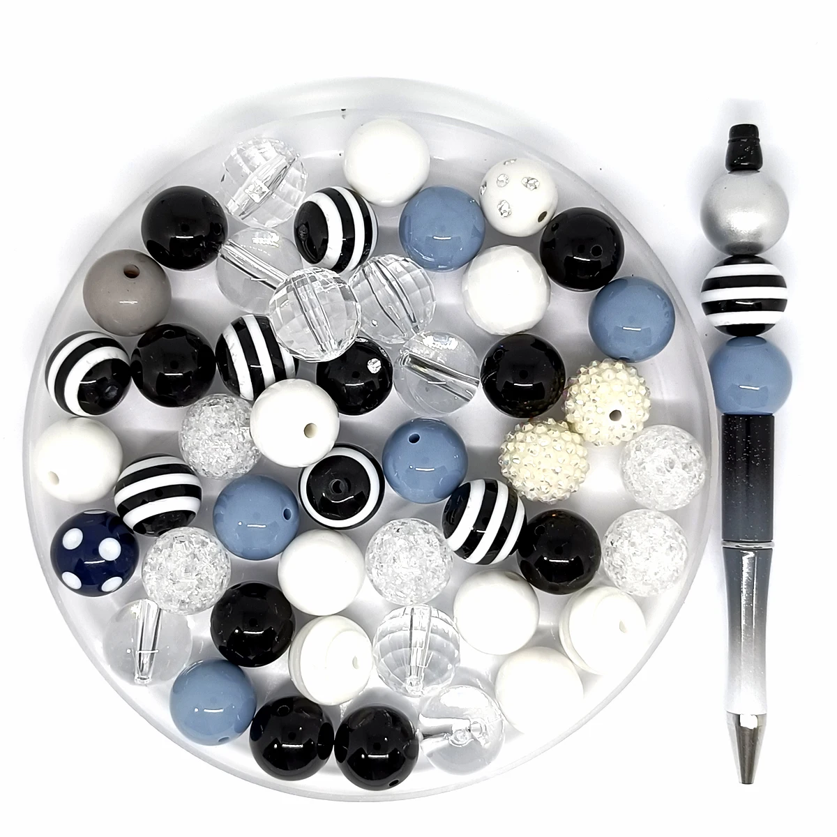 50pcs/Bag Acrylic Bubblegum 20mm Round colour Beads Pen Set DIY keychain phone chain jewelry making Accessories